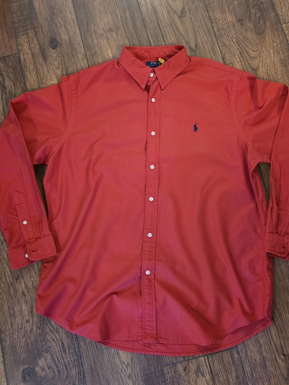 Ralph Lauren Red Button-Down Dress Shirt with Navy Pony NWT  XL
